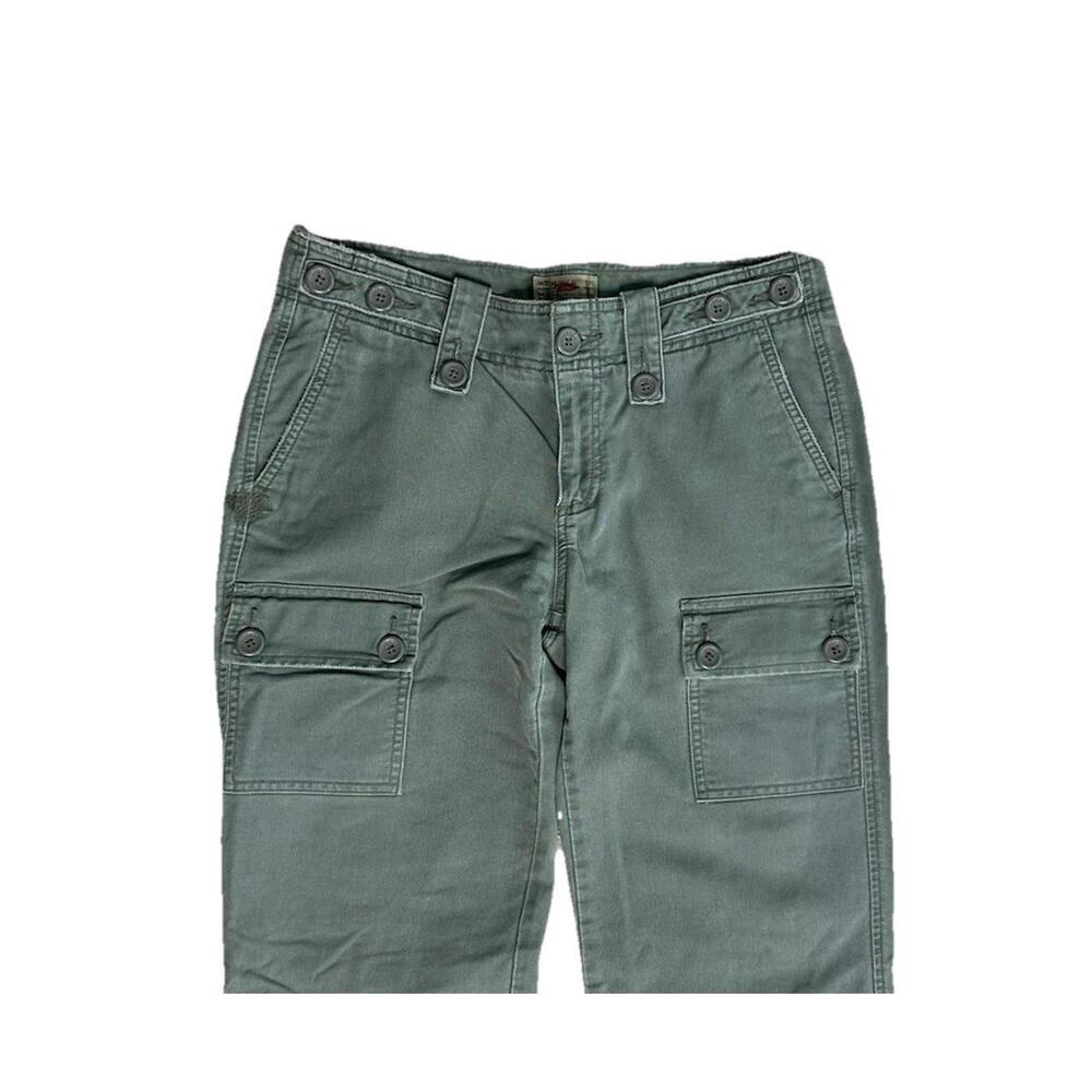 Vintage Y2K American Eagle Cargo Pants Womens 4 Olive Green Utility Split Hem - Picture 2 of 9